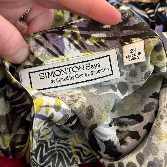 Simonton Says 2X yellow/Black/white short sleeve blouse - 2441 - Picture 3 of 4